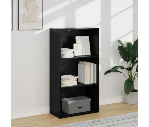 Grāmatu Plaukts Melns Ozolkoks 60 X 30 X 76.5 Cm Vidaxl