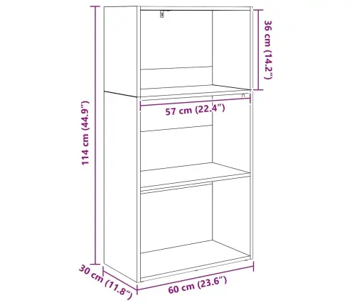 Grāmatu Plaukts Melns Ozolkoks 60 X 30 X 76.5 Cm Vidaxl