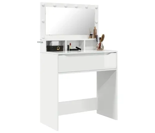 Guļamistabas Ģērbšanās Galdiņi Augsta Spīduma Baltā Krāsa Vidaxl