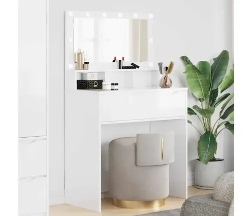 Guļamistabas Ģērbšanās Galdiņi Augsta Spīduma Baltā Krāsa Vidaxl