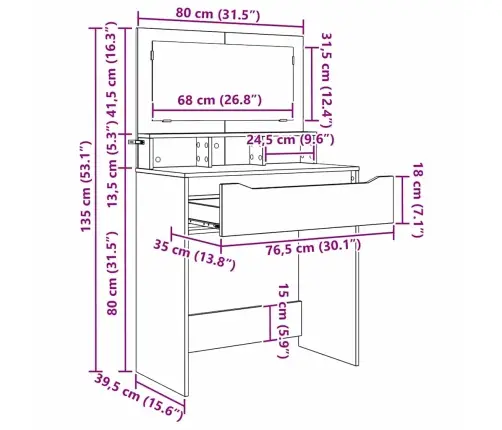Miegamojo Persirengimo Stalai Rūkyta Ąžuolas 80 X 39,6 X 135 Cm