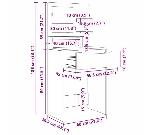 Miegamojo Persirengimo Stalai Sonoma Ąžuolas 80 X 39,6 X 135 Cm