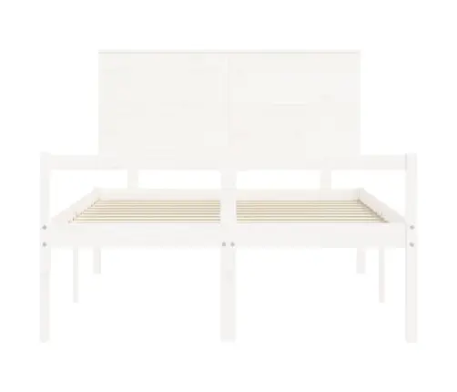 Gulta Ar Galvgali Senioriem, Balts, 140X190 Cm, Masīvkoks Vidaxl