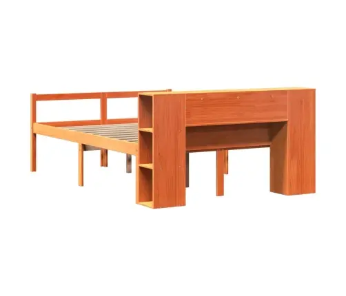 Gulta Ar Grāmatu Plauktu, Bez Matrača, 140X200 Cm, Priedes Koks Vidaxl