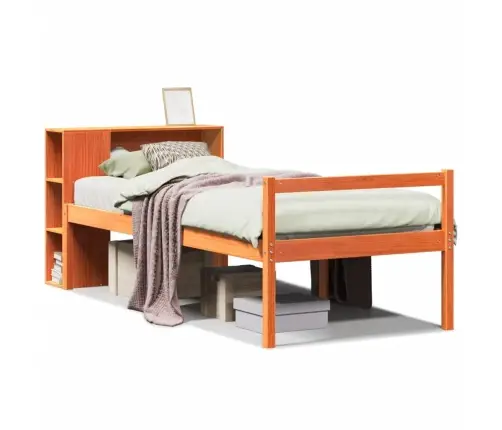 Gulta Ar Grāmatu Plauktu, Bez Matrača, 75X190 Cm, Masīvkoks Vidaxl