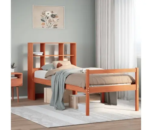 Gulta Ar Grāmatu Plauktu, Bez Matrača, 75X190 Cm, Masīvkoks Vidaxl