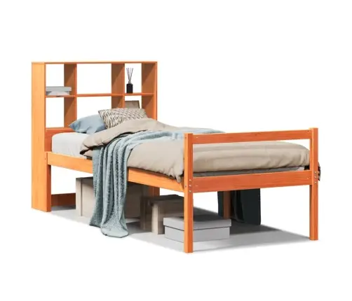 Gulta Ar Grāmatu Plauktu, Bez Matrača, 75X190 Cm, Masīvkoks Vidaxl