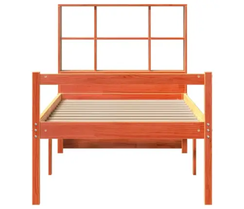 Gulta Ar Grāmatu Plauktu, Bez Matrača, 75X190 Cm, Masīvkoks Vidaxl