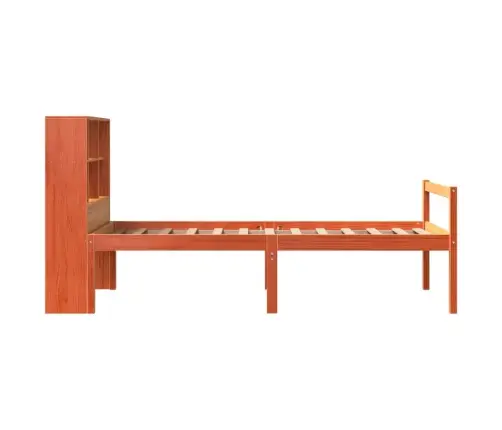 Gulta Ar Grāmatu Plauktu, Bez Matrača, 75X190 Cm, Masīvkoks Vidaxl