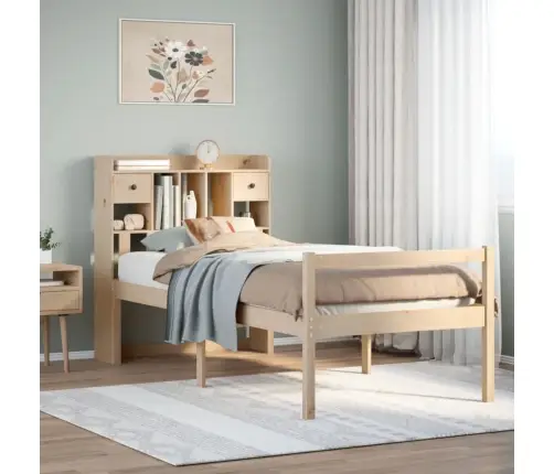 Gulta Ar Grāmatu Plauktu, Bez Matrača, 75X190 Cm, Priedes Koks Vidaxl