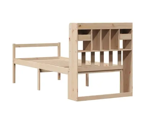 Gulta Ar Grāmatu Plauktu, Bez Matrača, 75X190 Cm, Priedes Koks Vidaxl