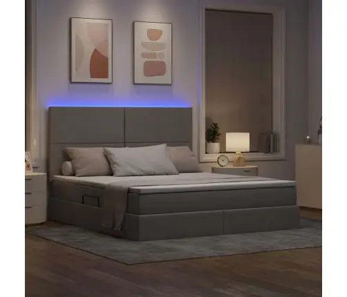 Gulta Ar Uzglabāšanas Vietu Un Led Pelēkbrūna 160 X 200 Cm Vidaxl