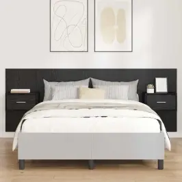 Gultas Galva Ar Skapīšu 3 Pcs Melns Ozolkoks Inženierijas Koks Vidaxl