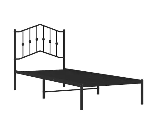 Gultas Rāmis Ar Galvgali, Melns Metāls, 90X200 Cm Vidaxl