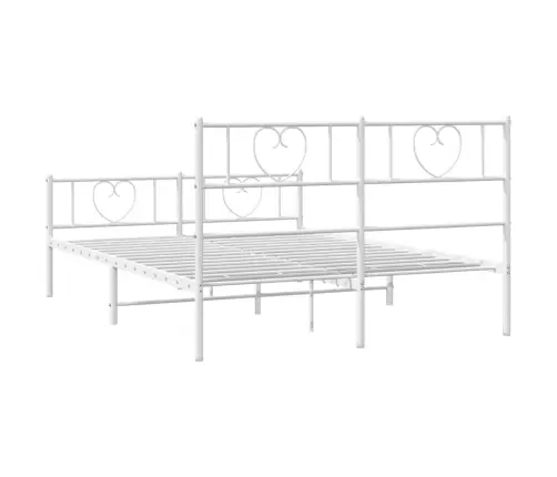 Gultas Rāmis Ar Galvgali Un Kājgali, Balts Metāls, 140X190 Cm Vidaxl