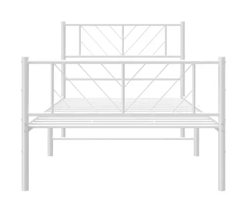 Gultas Rāmis Ar Galvgali Un Kājgali, Balts Metāls, 80X200 Cm Vidaxl