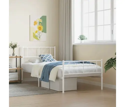 Gultas Rāmis Ar Galvgali Un Kājgali, Balts Metāls, 80X200 Cm Vidaxl