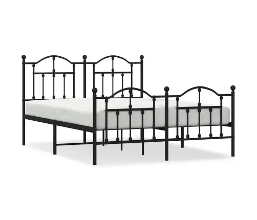 Gultas Rāmis Ar Galvgali Un Kājgali, Melns Metāls, 140X190 Cm Vidaxl