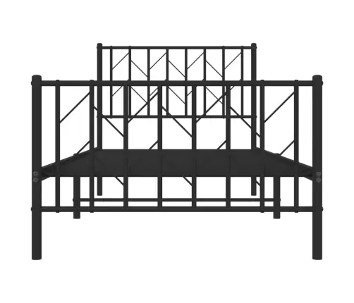 Gultas Rāmis Ar Galvgali Un Kājgali, Melns Metāls, 90X200 Cm Vidaxl