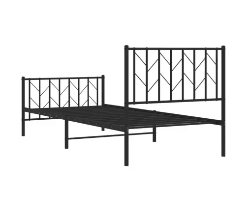 Gultas Rāmis Ar Galvgali Un Kājgali, Melns Metāls, 90X200 Cm Vidaxl