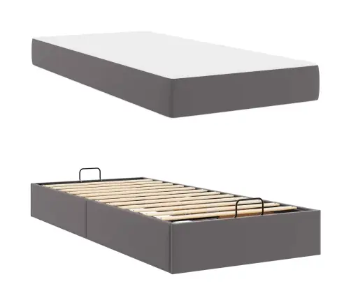 Gultas Rāmis Ar Matraci Ar Matraci 2 Pcs Pelēka Pvc Vidaxl