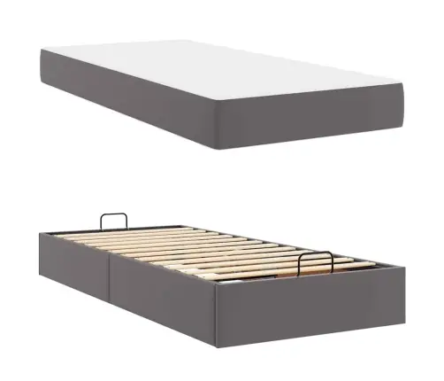 Gultas Rāmis Ar Matraci Ar Matraci 2 Pcs Pelēka Pvc Vidaxl