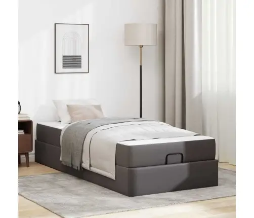 Gultas Rāmis Ar Matraci Ar Matraci 2 Pcs Pelēka Pvc Vidaxl