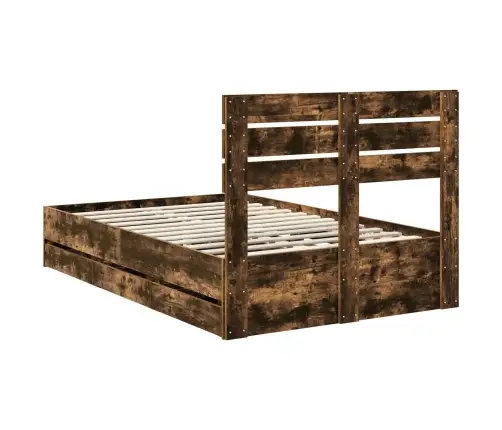 Gultas Rāmis Dūmaka Ozols 120 X 200 Cm Inženieru Koks Vidaxl