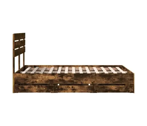 Gultas Rāmis Dūmaka Ozols 120 X 200 Cm Inženieru Koks Vidaxl