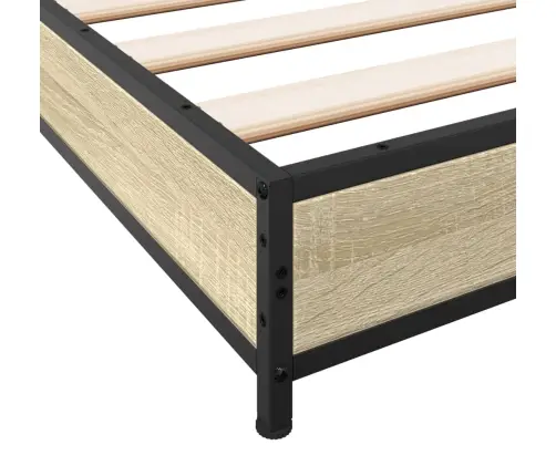Gultas Rāmis, Ozola Krāsā, 75X190 Cm, Inženierijas Koks, Metāls Vidaxl