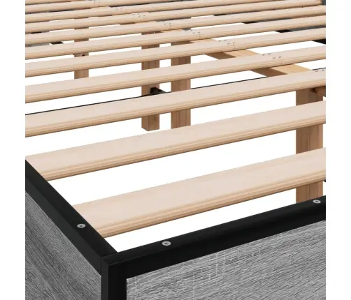 Gultas Rāmis, Pelēka Ozola,120X190Cm, Inženierijas Koks, Metāls Vidaxl