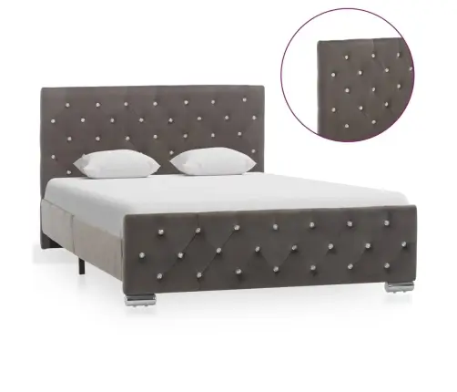 Gultas Rāmis, Pelēks Audums, 120X200 Cm Vidaxl