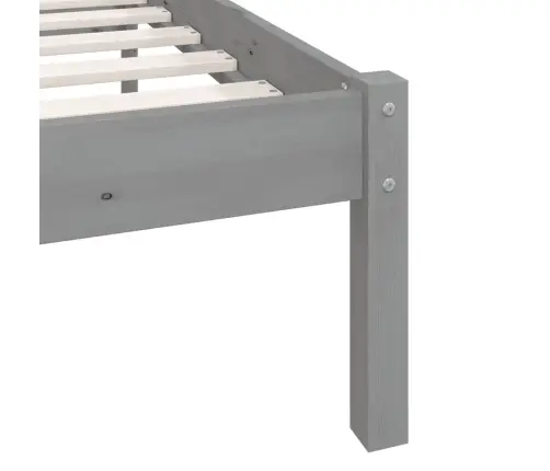 Gultas Rāmis, Pelēks, Priedes Masīvkoks, 150X200 Cm, Divvietīgs Vidaxl