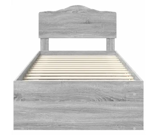 Gultas Rāmis Pelēks Sonoma 100 X 200 Cm Ciets Priedes Koks Vidaxl