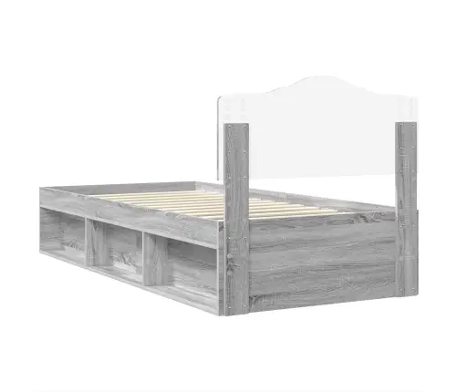 Gultas Rāmis Pelēks Sonoma 100 X 200 Cm Ciets Priedes Koks Vidaxl