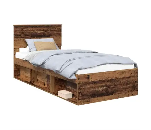 Gultas Rāmis Vecs Koks 75 X 190 Cm Inženierijas Koks Vidaxl