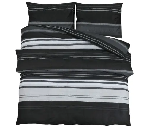 Gultasveļas Komplekts, Melns Un Balts, 200X200 Cm, Kokvilna Vidaxl