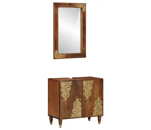 2 Daļu Vannas Istabas Mēbeļu Komplekts No Cieta Mango Koka Vidaxl