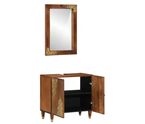 2 Daļu Vannas Istabas Mēbeļu Komplekts No Cieta Mango Koka Vidaxl