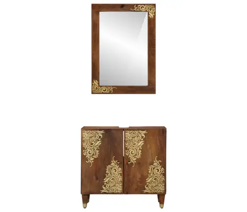 2 Daļu Vannas Istabas Mēbeļu Komplekts No Cieta Mango Koka Vidaxl