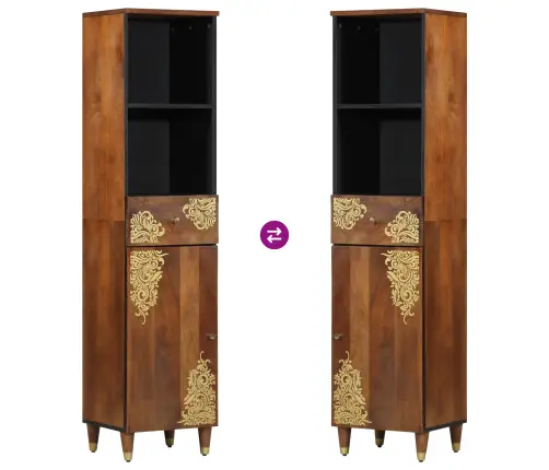 3 Gabalu Vannas Istabas Mēbeļu Komplekts Cieta Raupja Koka Mango Vidaxl