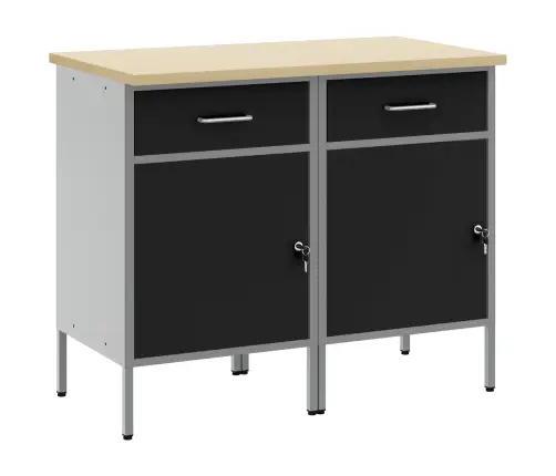 Darba Skapis Ar Slēdzeni 2 Pcs Melns Un Pelēks 100 X 55 X 85 Cm Vidaxl