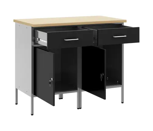 Darba Skapis Ar Slēdzeni 2 Pcs Melns Un Pelēks 100 X 55 X 85 Cm Vidaxl