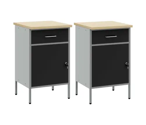 Darba Skapis Ar Slēdzeni 2 Pcs Melns Un Pelēks 100 X 55 X 85 Cm Vidaxl