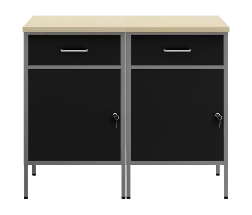 Darba Skapis Ar Slēdzeni 2 Pcs Melns Un Pelēks 100 X 55 X 85 Cm Vidaxl