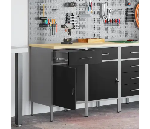 Darba Skapis Ar Slēdzeni 2 Pcs Melns Un Pelēks 100 X 55 X 85 Cm Vidaxl