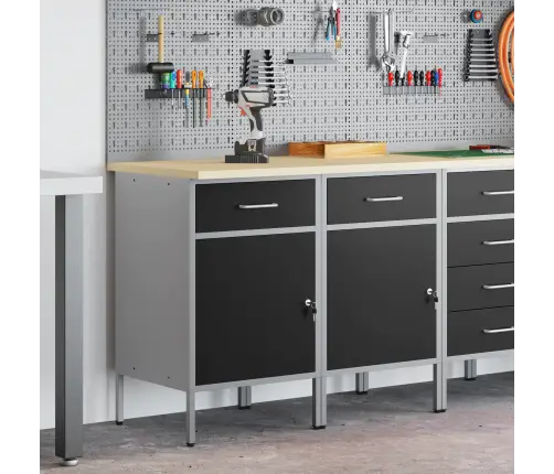 Darba Skapis Ar Slēdzeni 2 Pcs Melns Un Pelēks 100 X 55 X 85 Cm Vidaxl