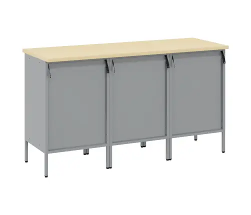 Darba Skapis Ar Slēdzeni 3 Pcs Melns Un Pelēks 150 X 55 X 85 Cm Vidaxl