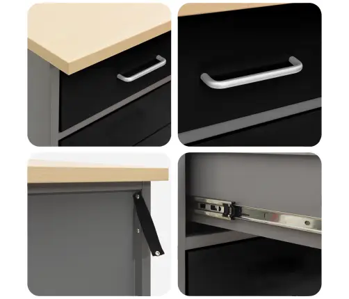 Darba Skapis Ar Slēdzeni 4 Pcs Melns Un Pelēks 200 X 55 X 85 Cm Vidaxl