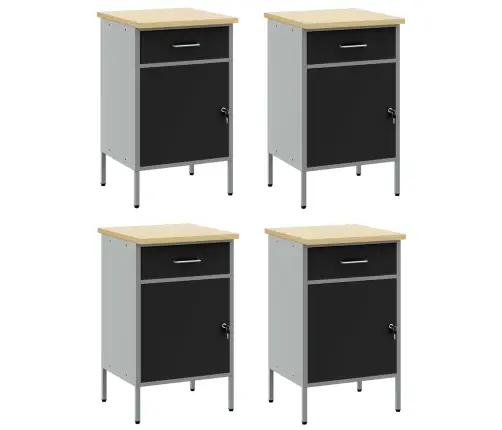 Darba Skapis Ar Slēdzeni 4 Pcs Melns Un Pelēks 200 X 55 X 85 Cm Vidaxl